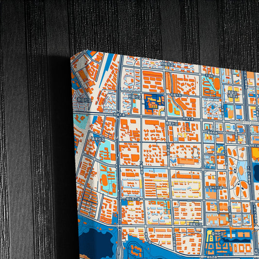 Chengdu China Colorful City Map Canvas Print Detail