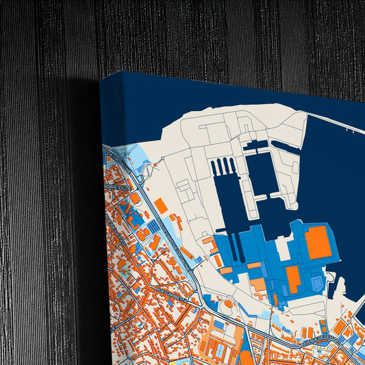 Cherbourg-Octeville France Colorful City Map Canvas Print Detail
