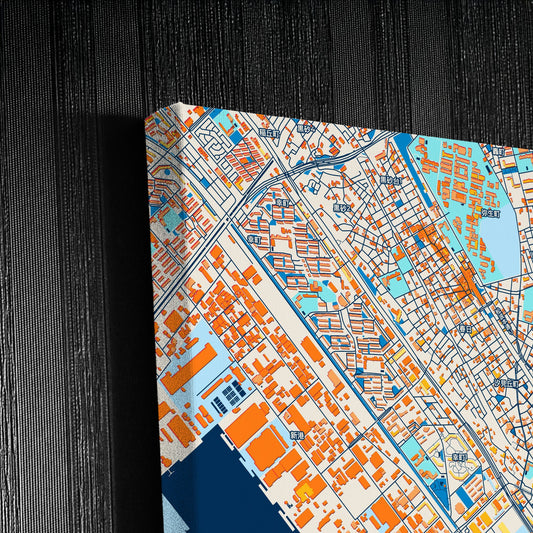 Chiba Japan Colorful City Map Canvas Print Detail