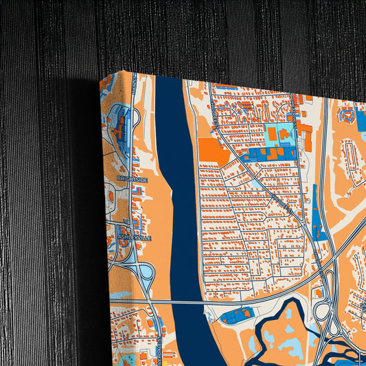 Chicopee Massachusetts Colorful City Map Canvas Print Detail