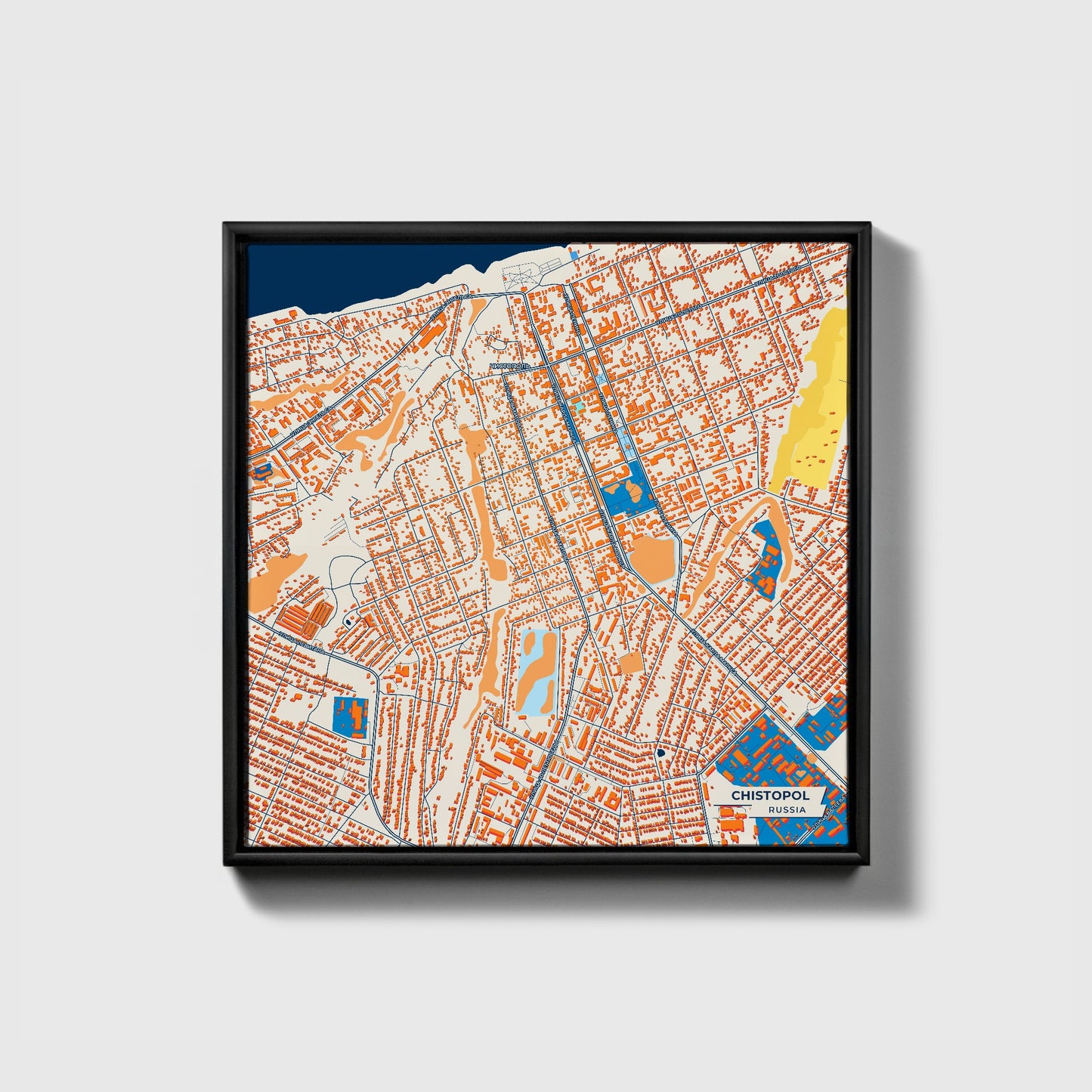 Чистополь Russia Colorful City Map Canvas Print • Black Framed