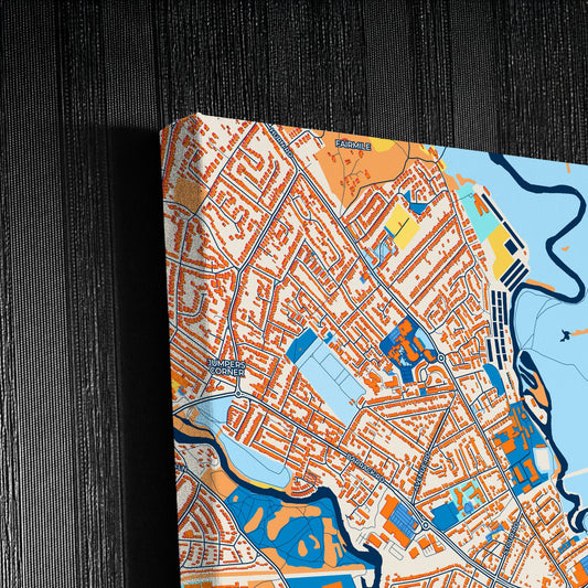 Christchurch England Colorful City Map Canvas Print Detail