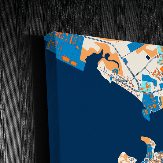 Cienfuegos Cuba Colorful City Map Canvas Print Detail