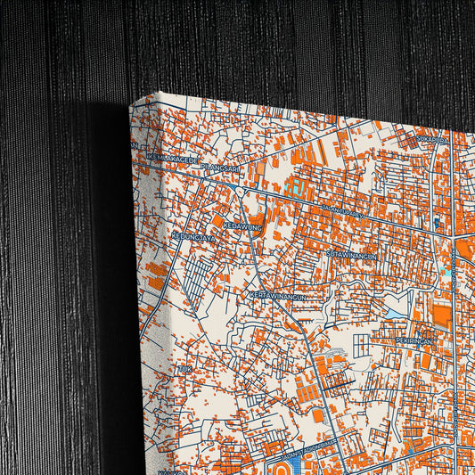 Cirebon Indonesia Colorful City Map Canvas Print Detail