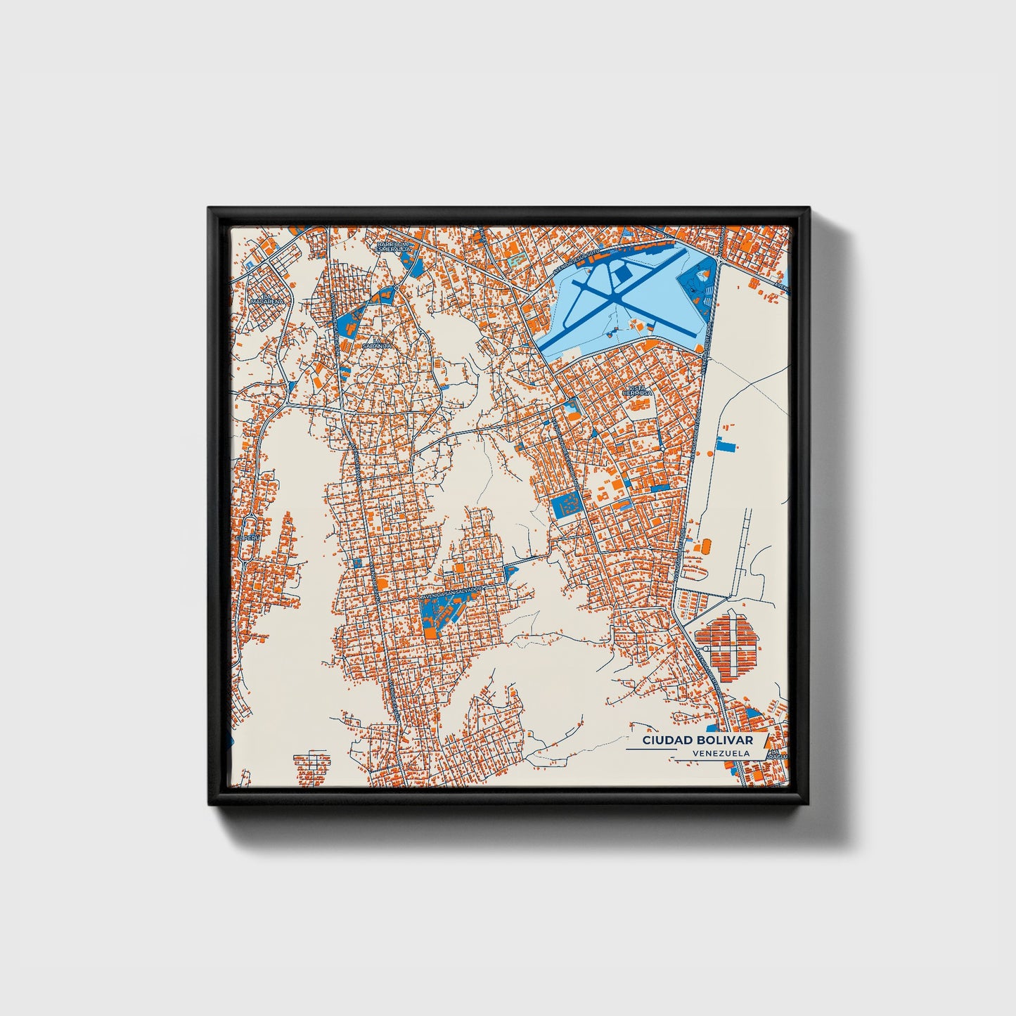 Ciudad Bolivar Venezuela Colorful City Map Canvas Print • Black Framed