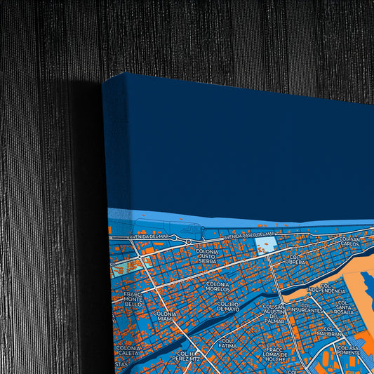 Ciudad Del Carmen Mexico Colorful City Map Canvas Print Detail