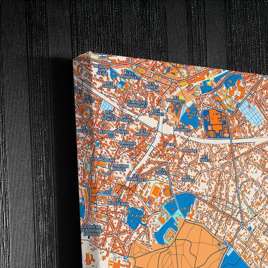 Clamart France Colorful City Map Canvas Print Detail