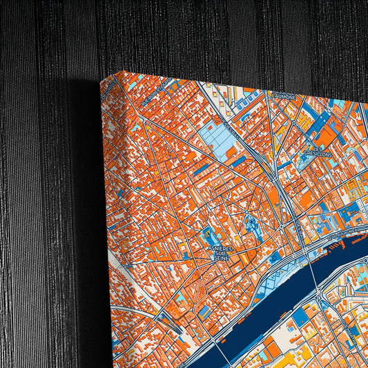 Clichy France Colorful City Map Canvas Print Detail
