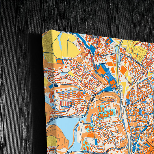 Coburg Germany Colorful City Map Canvas Print Detail