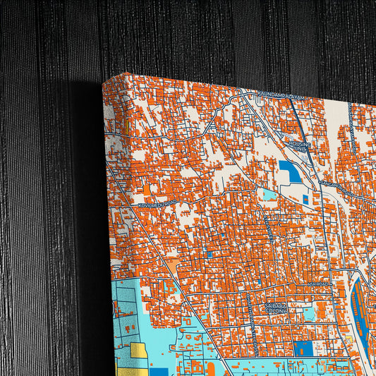 Coimbatore India Colorful City Map Canvas Print Detail