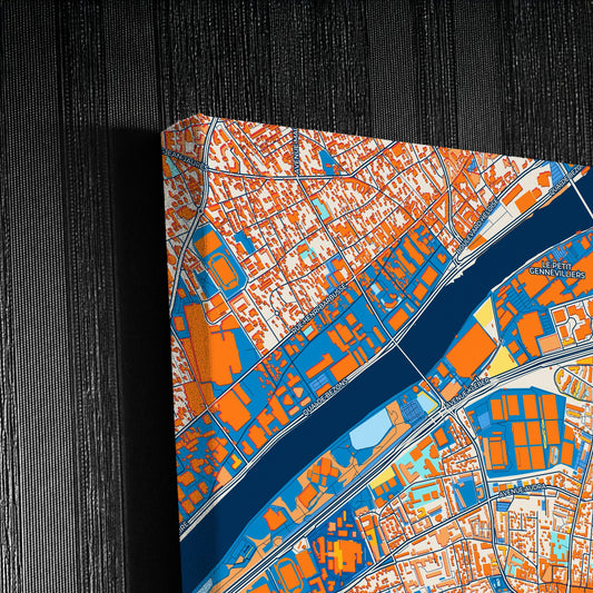 Colombes France Colorful City Map Canvas Print Detail