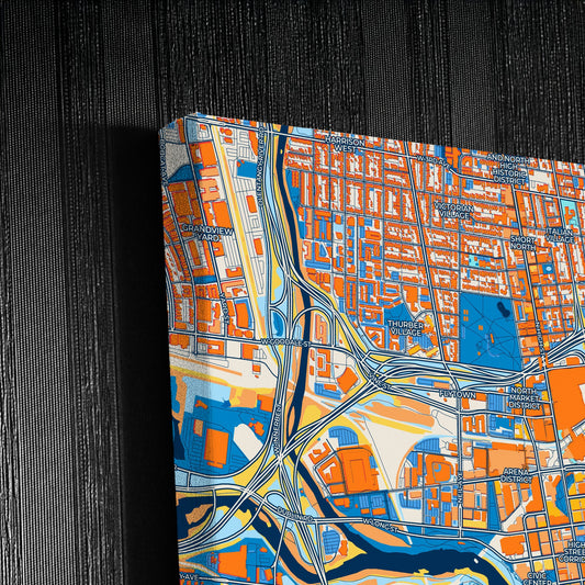 Columbus Ohio Colorful City Map Canvas Print Detail