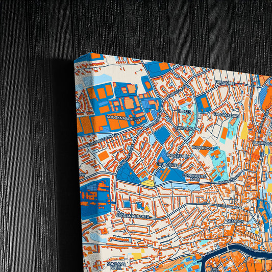 Cork Ireland Colorful City Map Canvas Print Detail