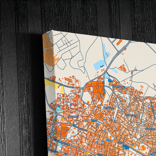 Çorlu Turkey Colorful City Map Canvas Print Detail