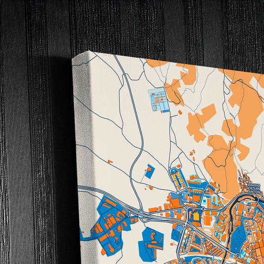 Cuenca Spain Colorful City Map Canvas Print Detail