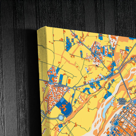 Cuneo Italy Colorful City Map Canvas Print Detail