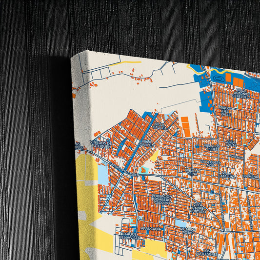 Curico Chile Colorful City Map Canvas Print Detail
