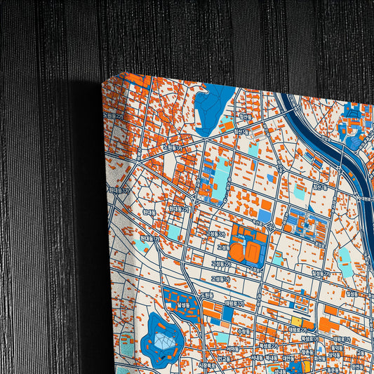Daegu South Korea Colorful City Map Canvas Print Detail