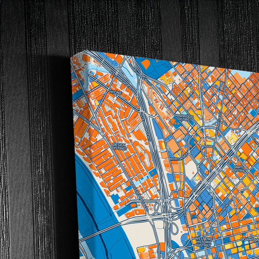 Dallas Texas Colorful City Map Canvas Print Detail