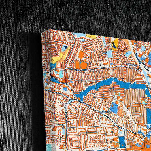 Darlington England Colorful City Map Canvas Print Detail