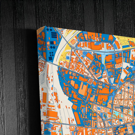 Darmstadt Germany Colorful City Map Canvas Print Detail