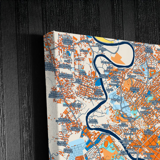 Davao City Philippines Colorful City Map Canvas Print Detail