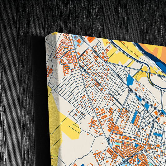 Deir Ez-Zor Syria Colorful City Map Canvas Print Detail