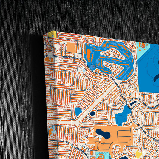 Deltona Florida Colorful City Map Canvas Print Detail