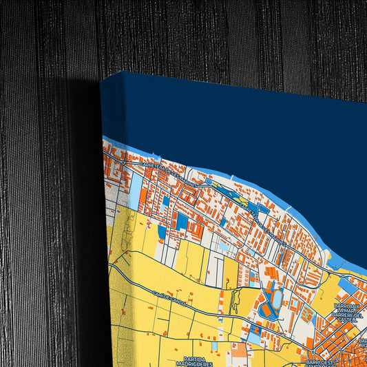 Denia Spain Colorful City Map Canvas Print Detail