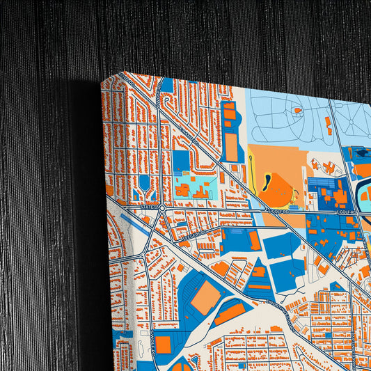Des Plaines Illinois Colorful City Map Canvas Print Detail