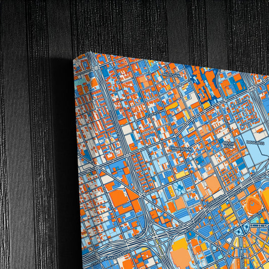 Detroit Michigan Colorful City Map Canvas Print Detail