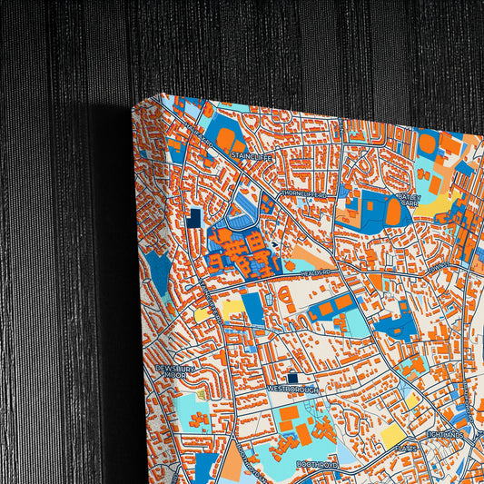 Dewsbury England Colorful City Map Canvas Print Detail