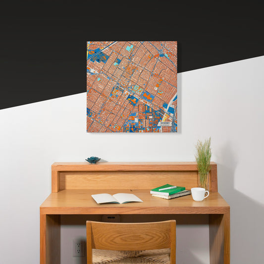 Downey California Colorful City Map Canvas Print Scene