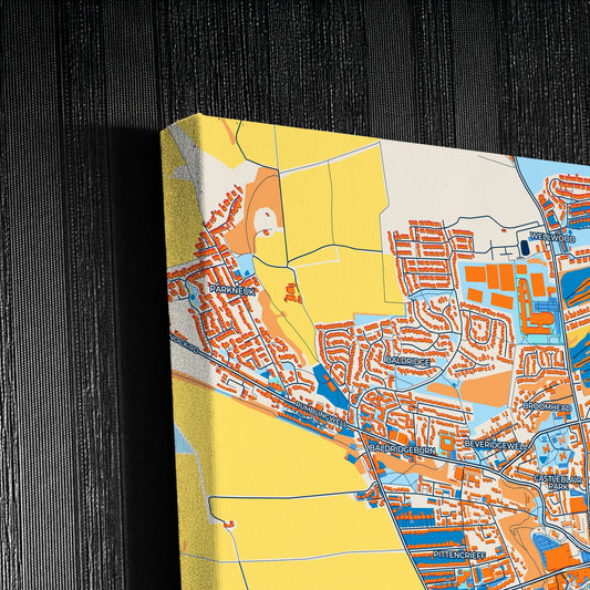Dunfermline Scotland Colorful City Map Canvas Print Detail