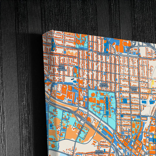 Durham North Carolina Colorful City Map Canvas Print Detail
