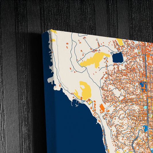 Durrës Albania Colorful City Map Canvas Print Detail