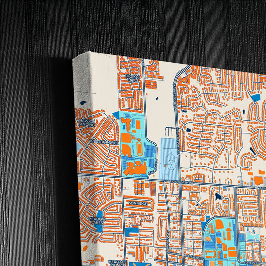 Edmond Oklahoma Colorful City Map Canvas Print Detail
