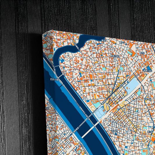 Edogawa Japan Colorful City Map Canvas Print Detail
