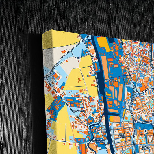 Elbląg Poland Colorful City Map Canvas Print Detail
