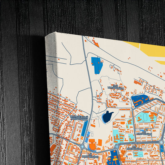 Элиста Russia Colorful City Map Canvas Print Detail