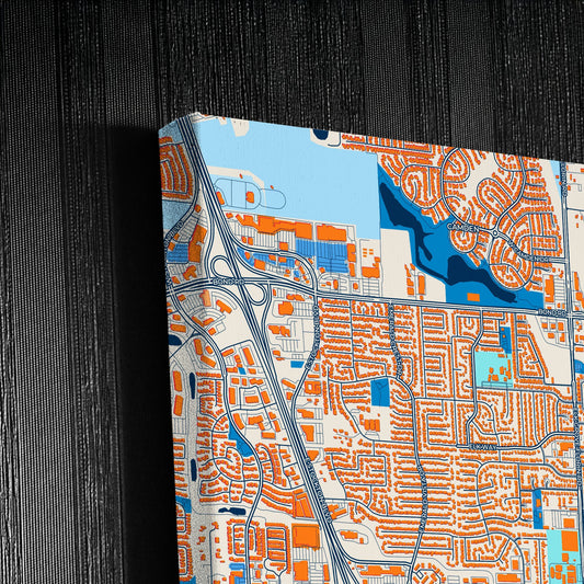 Elk Grove California Colorful City Map Canvas Print Detail