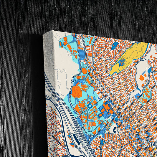 El Paso Texas Colorful City Map Canvas Print Detail