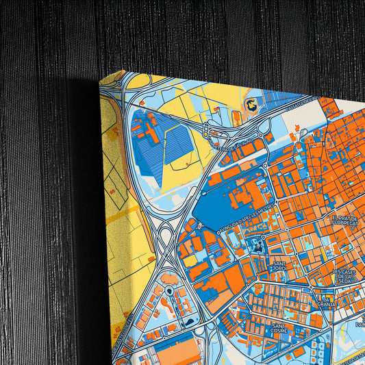 El Prat De Llobregat Spain Colorful City Map Canvas Print Detail