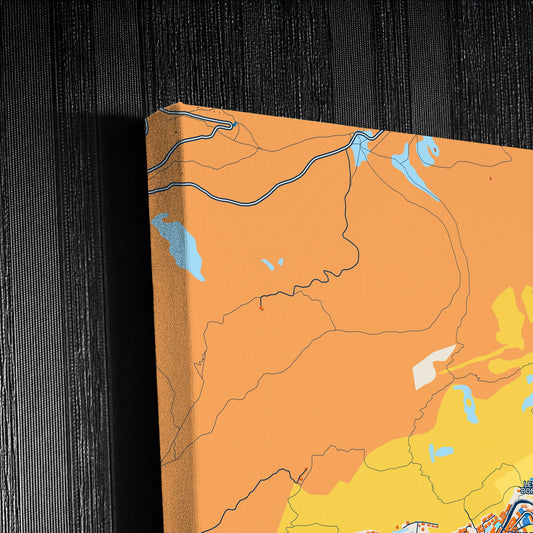 Encamp Andorra Colorful City Map Canvas Print Detail
