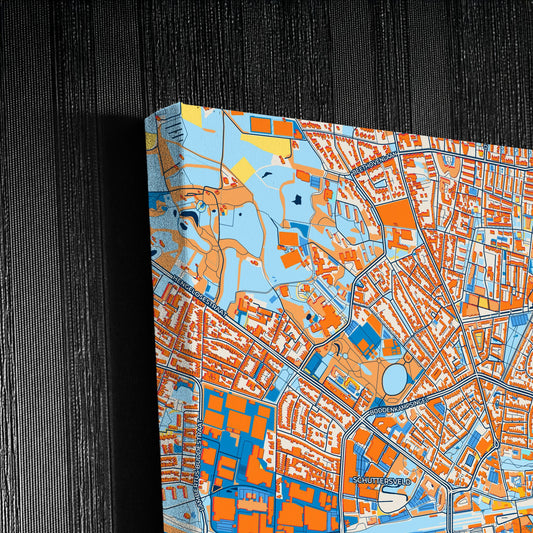 Enschede Netherlands Colorful City Map Canvas Print Detail