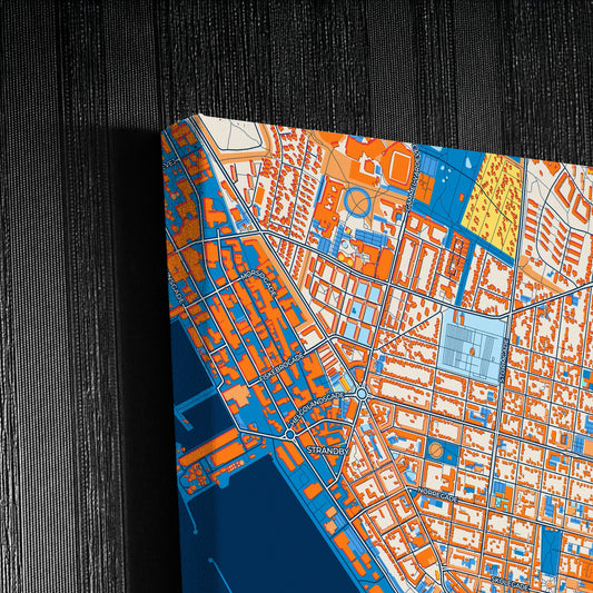 Esbjerg Denmark Colorful City Map Canvas Print Detail