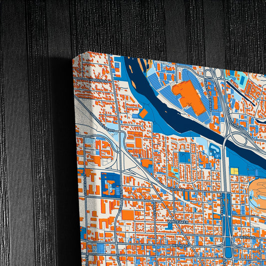 Eugene Oregon Colorful City Map Canvas Print Detail