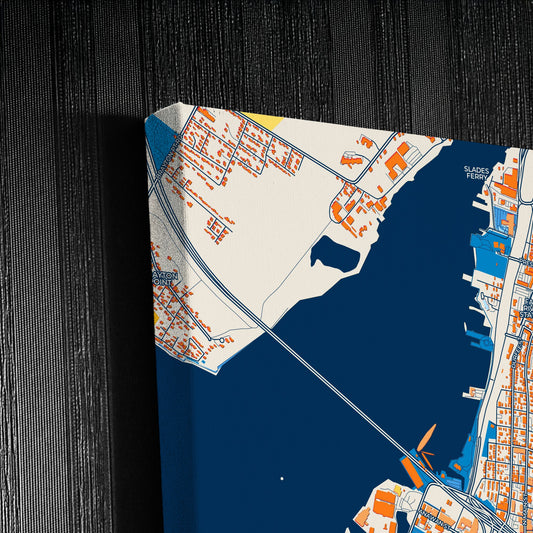 Fall River Massachusetts Colorful City Map Canvas Print Detail