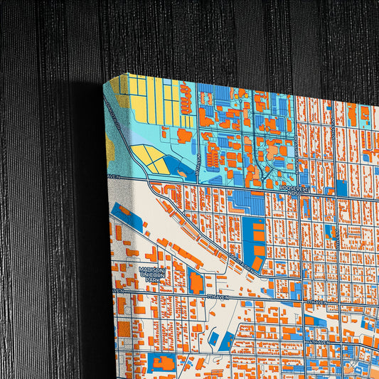 Fargo North Dakota Colorful City Map Canvas Print Detail