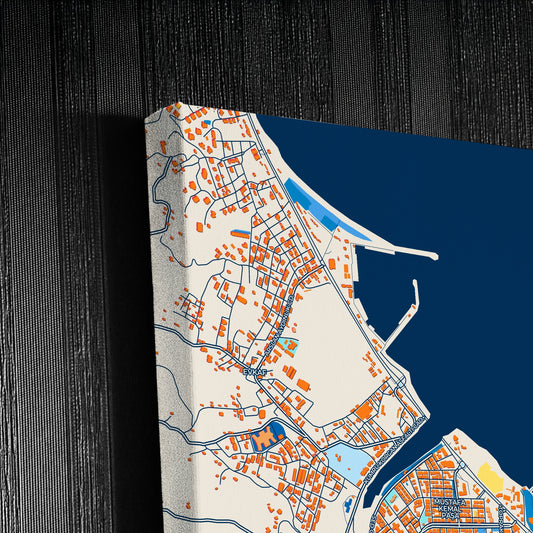 Fatsa Turkey Colorful City Map Canvas Print Detail